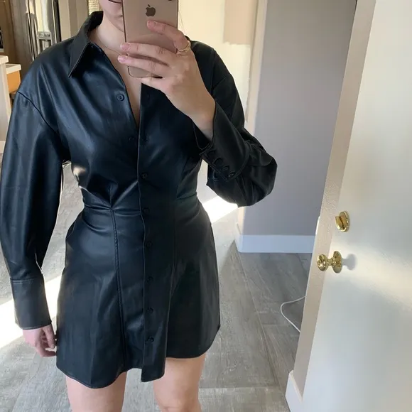 Zara belted faux leather dress
