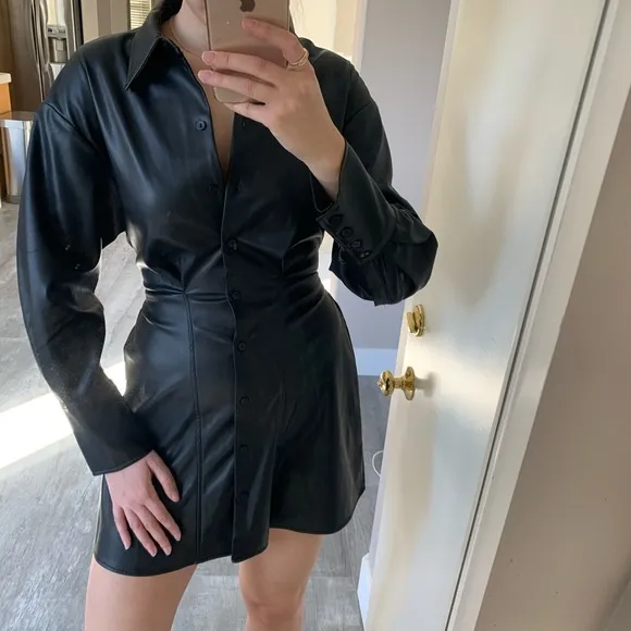 Zara belted faux leather dress