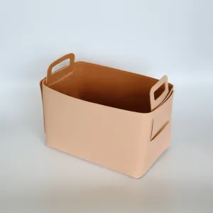 Zora Botanica - Vegan Leather and Felt Storage Basket, Large: Blush