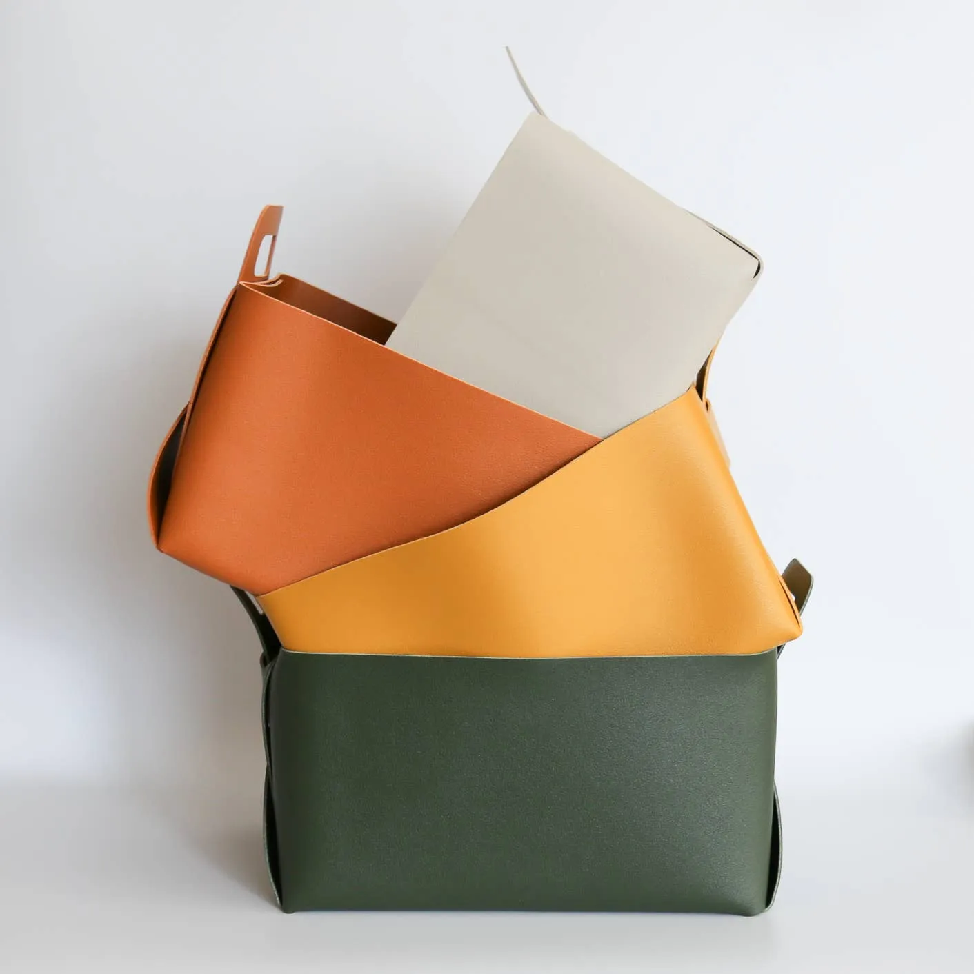Zora Botanica - Vegan Leather Storage Basket, Medium: Orange